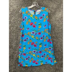 Sostanza Tank Summer Dress Womens XL Blue Floral Print Sleeveless Round Neck